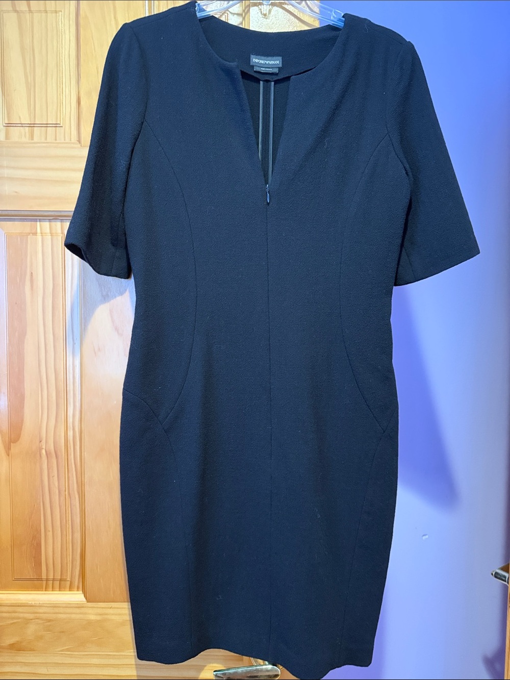 Emporio Armani Black Short-Sleeve Sheath Dress